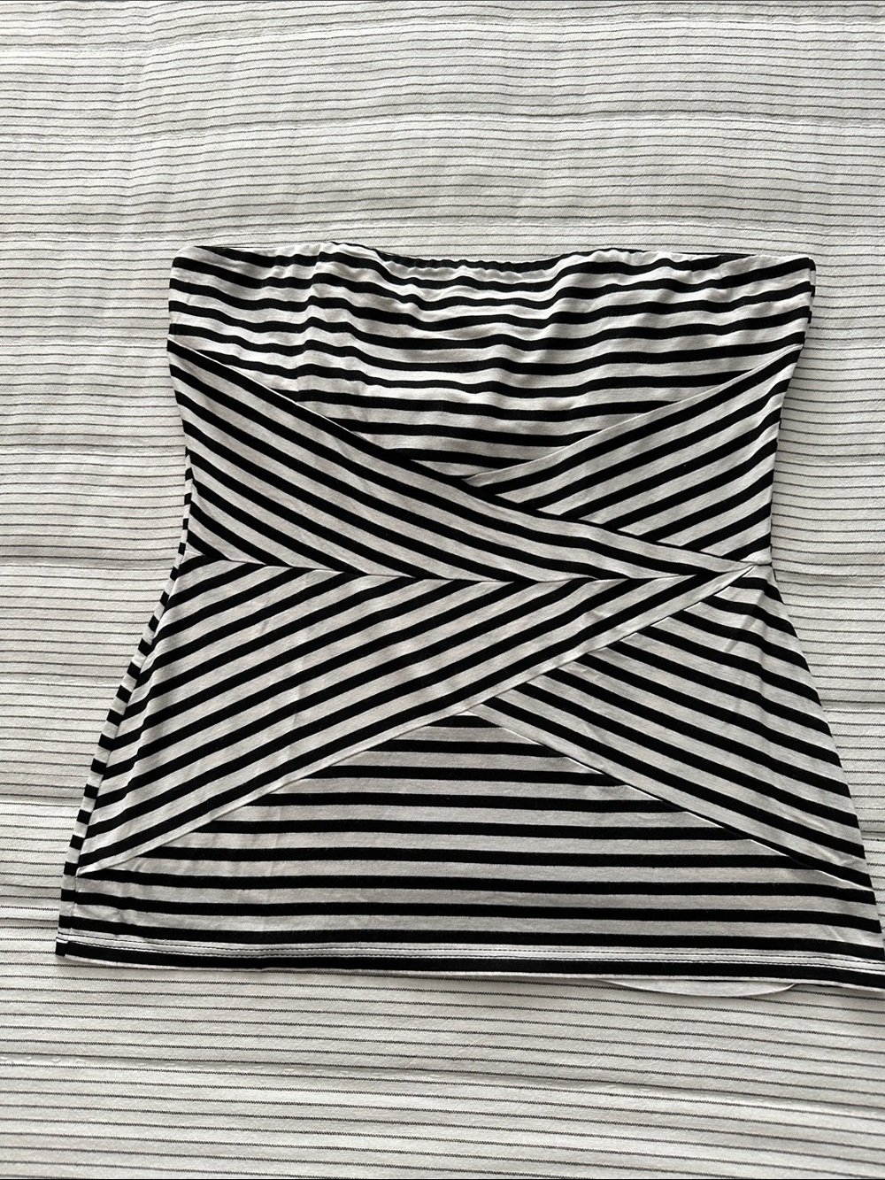 WHBM Striped Black and White Strapless Top